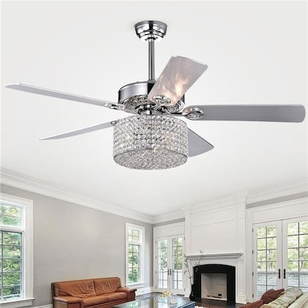 Warehouse Of Tiffany Warehouse of Tiffany CFL-8409REMO-CH 52 in. Rexen Indoor Remote Controlled Ceiling Fan with Light Kit; Chrome CFL-8409REMO/CH